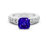 White gold Cushion Cut Cut Channel Set Diamond Engagement Ring with Four-Prong Setting