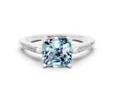 White gold Cushion Cut Cut Channel Set Solitaire Engagement Ring with Four-Prong Setting