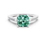 White gold Cushion Cut Cut Channel Set Solitaire Engagement Ring with Four-Prong Setting
