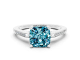 White gold Cushion Cut Cut Channel Set Solitaire Engagement Ring with Four-Prong Setting