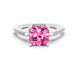 White gold Cushion Cut Cut Channel Set Solitaire Engagement Ring with Four-Prong Setting