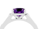 White gold Cushion Cut Cut Channel Set Solitaire Engagement Ring with Four-Prong Setting_4