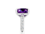 White gold Cushion Cut Cut Channel Set Solitaire Engagement Ring with Four-Prong Setting_5