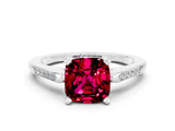 White gold Cushion Cut Cut Channel Set Solitaire Engagement Ring with Four-Prong Setting