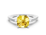 White gold Cushion Cut Cut Channel Set Solitaire Engagement Ring with Four-Prong Setting