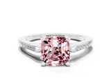 White gold Cushion Cut Cut Channel Set Solitaire Engagement Ring with Four-Prong Setting