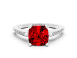 White gold Cushion Cut Cut Channel Set Solitaire Engagement Ring with Four-Prong Setting