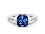 White gold Cushion Cut Cut Channel Set Solitaire Engagement Ring with Four-Prong Setting