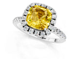 White gold Cushion Cut Cut Diamond Floral Halo Engagement Ring with Pavé Band and Prong Setting_1