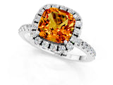 White gold Cushion Cut Cut Diamond Floral Halo Engagement Ring with Pavé Band and Prong Setting_1