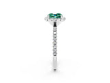 White gold Cushion Cut Cut Diamond Floral Halo Engagement Ring with Pavé Band and Prong Setting_2