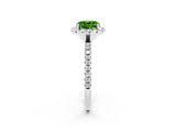 White gold Cushion Cut Cut Diamond Floral Halo Engagement Ring with Pavé Band and Prong Setting_2
