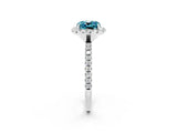 White gold Cushion Cut Cut Diamond Floral Halo Engagement Ring with Pavé Band and Prong Setting_2