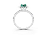 White gold Cushion Cut Cut Diamond Floral Halo Engagement Ring with Pavé Band and Prong Setting_3