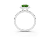 White gold Cushion Cut Cut Diamond Floral Halo Engagement Ring with Pavé Band and Prong Setting_3