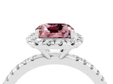 White gold Cushion Cut Cut Diamond Floral Halo Engagement Ring with Pavé Band and Prong Setting_4