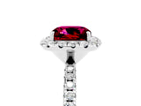 White gold Cushion Cut Cut Diamond Floral Halo Engagement Ring with Pavé Band and Prong Setting_5
