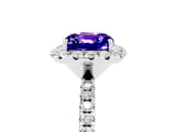 White gold Cushion Cut Cut Diamond Floral Halo Engagement Ring with Pavé Band and Prong Setting_5