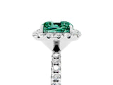White gold Cushion Cut Cut Diamond Floral Halo Engagement Ring with Pavé Band and Prong Setting_5