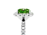 White gold Cushion Cut Cut Diamond Floral Halo Engagement Ring with Pavé Band and Prong Setting_5
