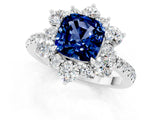 White gold Cushion Cut Cut Diamond Floral Halo Pave Band with Prong Setting_1