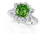 White gold Cushion Cut Cut Diamond Floral Halo Pave Band with Prong Setting_1