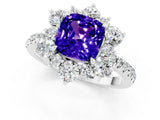 White gold Cushion Cut Cut Diamond Floral Halo Pave Band with Prong Setting_1