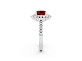 White gold Cushion Cut Cut Diamond Floral Halo Pave Band with Prong Setting_2