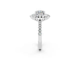 White gold Cushion Cut Cut Diamond Floral Halo Pave Band with Prong Setting_2