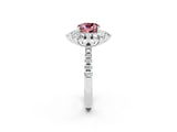 White gold Cushion Cut Cut Diamond Floral Halo Pave Band with Prong Setting_2