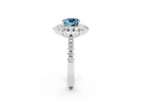 White gold Cushion Cut Cut Diamond Floral Halo Pave Band with Prong Setting_2