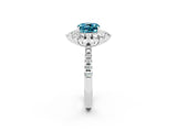 White gold Cushion Cut Cut Diamond Floral Halo Pave Band with Prong Setting_2