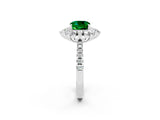 White gold Cushion Cut Cut Diamond Floral Halo Pave Band with Prong Setting_2