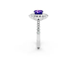 White gold Cushion Cut Cut Diamond Floral Halo Pave Band with Prong Setting_2