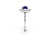 White gold Cushion Cut Cut Diamond Floral Halo Pave Band with Prong Setting_2