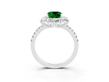 White gold Cushion Cut Cut Diamond Floral Halo Pave Band with Prong Setting_3