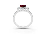 White gold Cushion Cut Cut Diamond Floral Halo Pave Band with Prong Setting_3