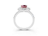 White gold Cushion Cut Cut Diamond Floral Halo Pave Band with Prong Setting_3