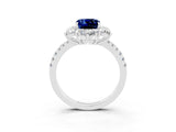 White gold Cushion Cut Cut Diamond Floral Halo Pave Band with Prong Setting_3