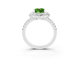 White gold Cushion Cut Cut Diamond Floral Halo Pave Band with Prong Setting_3