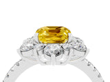 White gold Cushion Cut Cut Diamond Floral Halo Pave Band with Prong Setting_4