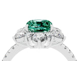 White gold Cushion Cut Cut Diamond Floral Halo Pave Band with Prong Setting_4