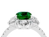 White gold Cushion Cut Cut Diamond Floral Halo Pave Band with Prong Setting_4