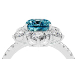 White gold Cushion Cut Cut Diamond Floral Halo Pave Band with Prong Setting_4