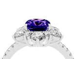 White gold Cushion Cut Cut Diamond Floral Halo Pave Band with Prong Setting_4