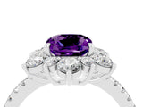 White gold Cushion Cut Cut Diamond Floral Halo Pave Band with Prong Setting_4