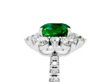 White gold Cushion Cut Cut Diamond Floral Halo Pave Band with Prong Setting_5