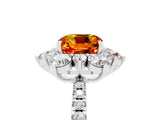 White gold Cushion Cut Cut Diamond Floral Halo Pave Band with Prong Setting_5