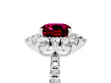 White gold Cushion Cut Cut Diamond Floral Halo Pave Band with Prong Setting_5