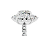 White gold Cushion Cut Cut Diamond Floral Halo Pave Band with Prong Setting_5